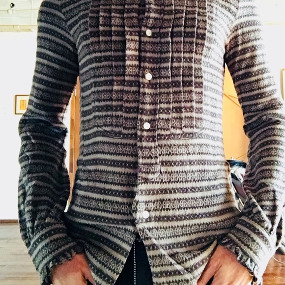 Number (N)ine Mens Wool Tuxedo Shirt - Picture 3 of 8